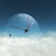 Illustration of a clock in the clouds