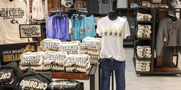 Apparel for sale at the CU Bookstore